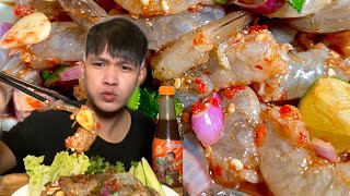 HOW TO MAKE SPICY SHRIMP SALAD | ភ្លាបង្គាអង្ករលីង