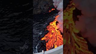 Lava boat tour off of the coast of the big island #kilauea #volcano #lava