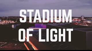 Drone flight around Stadium of Light under Full Moon