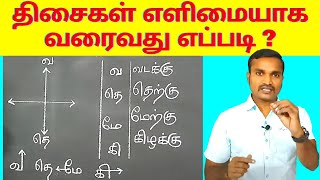 திசைகள் தமிழில் எளிமையாக வரைவது எப்படி | திசைகள் அறிவோம் | thisaigal in tamil |