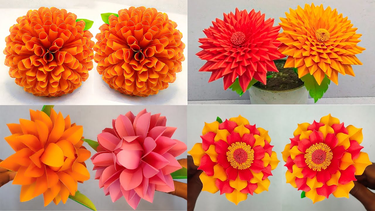 4 Easy Paper Flowers Making Videos Diy Flower Making Tutorials Home