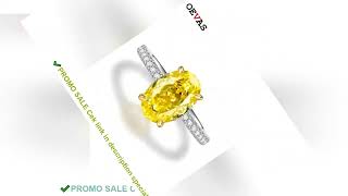 OEVAS 100% 925 Sterling Silver 8*12mm Oval Yellow High Carbon Diamond Radiant Rings For Women Sparkl