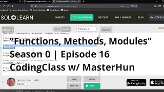 "Functions, Methods, Modules" | S0 | E16 | CodingClass w/ MasterHun