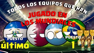 TODOS LOS EQUIPOS QUE JUGARON  MUNDIALES 1930-2022 countryballs