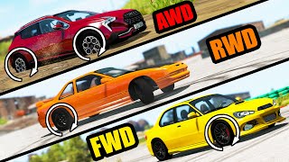 Car Drive: AWD vs RWD vs FWD - Beamng drive