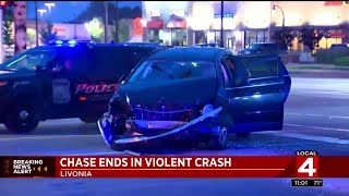 Chase through several communities ends in violent Livonia crash