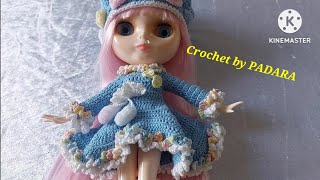 Ep62(part3) ชุดกระโปรงตุ๊กตาบลายธ์Crochet Blythe Doll Dress Tutorial