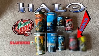 Halo Slurpee & MNT Dew cans/bottles/cups - Halo 2, Halo 3, Halo 4 + bonus cans (
