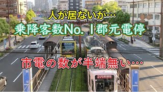 【鹿児島市電】朝のラッシュ時の郡元電停の電車のラッシュが凄い事に…