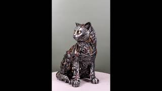 Ebros Steampunk Cyborg Cat with Clockwork Gears Nuts and Bolts Statue 8\