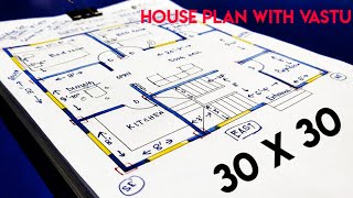 900 sqft house plan with vastu II 30 X 30 GAHR KA NAKSHA II 30 X 30 HOUSE DESIGN