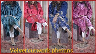 Beautiful Velvet cutwork pherans | Latest pheran designs  | winter wear by sairatramboo |