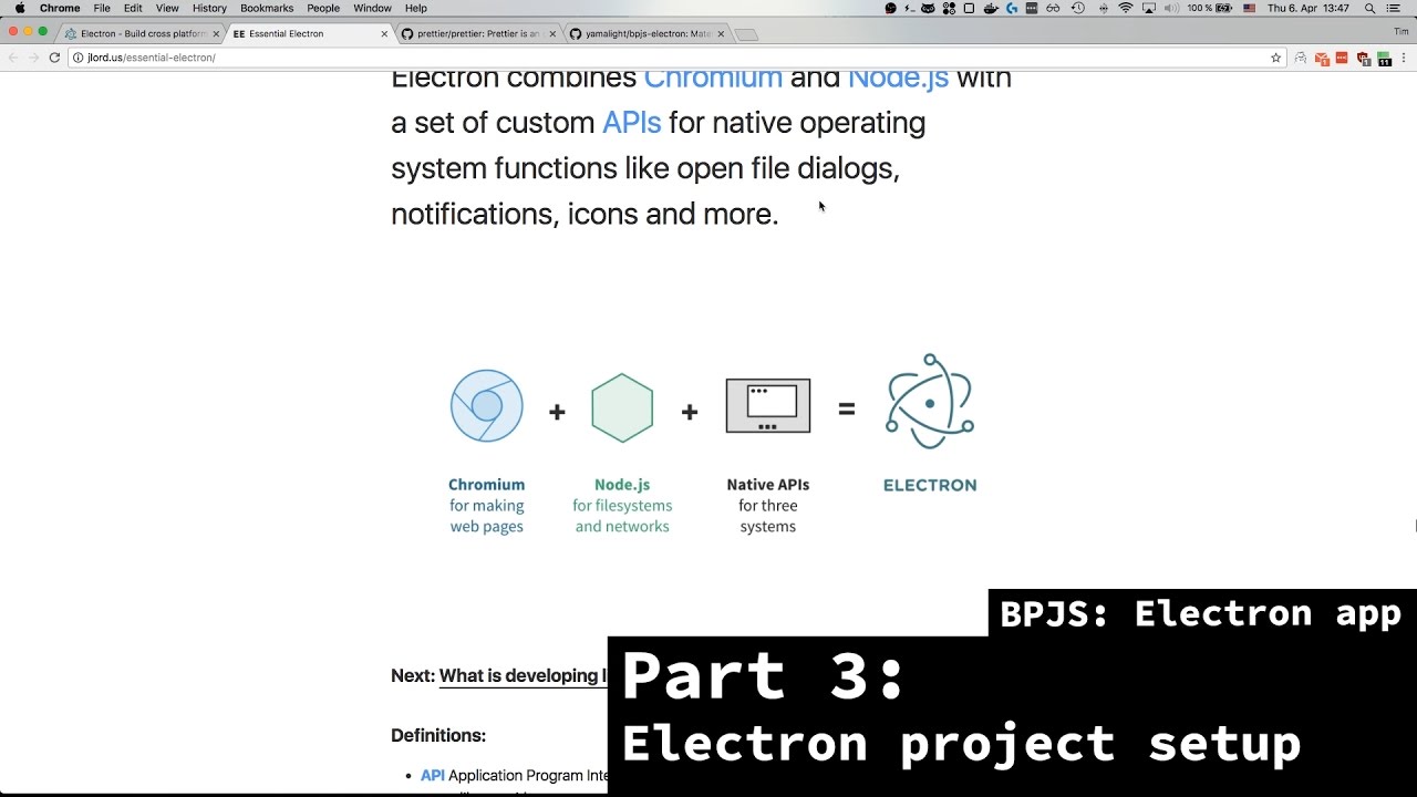 BPJS: Electron App - Part 3 - Electron Basic Project & Prettier - YouTube