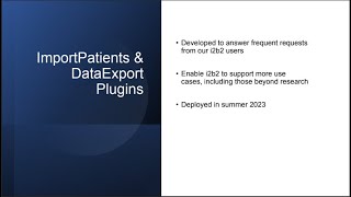 2023 i2b2 Symposium Day 1- Mayo Clinic, i2b2 Plugins