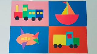 how to make transport with different shapes | vehicle with different shapes | school craft