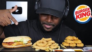 ASMR EATING BURGER KING CHICKEN SANDWICH, ONION RINGS \u0026 NUGGETS. MUKBANG (NO TALKING) TCSMR