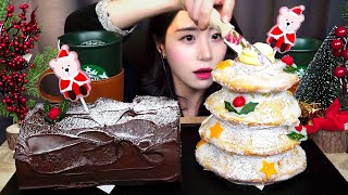 STARBUCKS CAKE ASMR MUKBANGㅣCHRISTMAS CHOCOLATE DESSERT EATING SOUND SHOW KOREAN FOOD