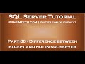 Difference between except and not in sql server