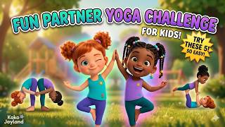 Fun Partner Yoga Challenge for Kids 🧘♀️ Try These 5 Easy Yoga Poses! | Kids Yoga Fun