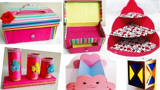 5 DIY cardboard organiser craft ideas for home#5 Best out of waste crafts#waste material crafts#