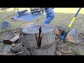 CHOPPING LARGE WOOD ROUNDS FIREWOOD | Splitting Firewood By Hand Using Splitting Maul