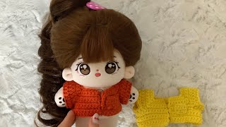 20cm 솜인형 가디건 만들기 / 코바늘 인형 가디건 crochet doll cardigan