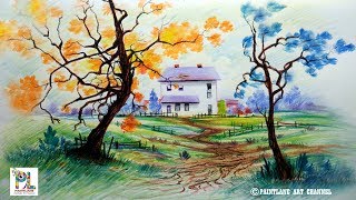 How to Draw Scenery with Color Pencils for Beginners | Step by Step