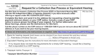 IRS Form 12153 walkthrough (Request for a Collection Due Process or Equivalent Hearing)