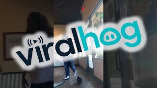 Angry Wingstop Customer Throws Register Through a Window || ViralHog