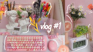 aesthetic desk setup ✨ [SHOPEE HAUL + go to work with me] 👩🏻‍💻 (Philippines)