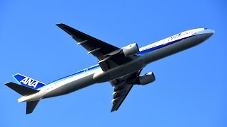 旅客機離陸【ANA 全日空 Boeing 777-381】JA754A羽田空港C滑走路離陸（城南島海浜公園にて）