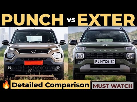 Punch Vs Exter🔥Detailed Comparison|Exter Vs Punch|Tata Punch Vs Hyundai ...