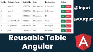 Reusable Table Component Angular | angular tutorial | angular tutorial for beginners