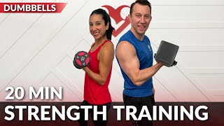 20 Min Strength Training at Home - No Repeat Full Body Dumbbell Workout for Women & Men with Weights