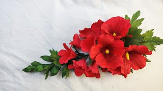 How to make hollyhock flowers out of easy crepe paper/DIY flowers/ASMR