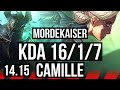 MORDEKAISER vs CAMILLE (TOP) | 16/1/7, 11 solo kills, Legendary | VN Grandmaster | 14.15