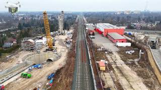 #88D ŁÓDŹ BUDOWA TUNELU ŚREDNICOWEGO UL  DŁUGOSZA 12 02 2025 DRON