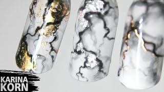 КАК НАРИСОВАТЬ МРАМОР / МРАМОРНЫЙ МАНИКЮР С ФОЛЬГОЙ И ВТИРКОЙ | MARBLE NAILS ART TUTORIAL