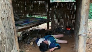 abandoned boy | Episode 45: The boy picks up stones to repair the foundation of the bamboo house