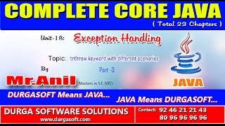 Core Java Exception Handling throw keyword with different scenarios Part -3