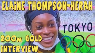 Elaine Thompson Interview after winning 200m in Tokyo 2021 Olympics