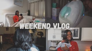 WEEKEND VLOG ✨ MOM OF 4 | 3 WEEKS PP | SILK PRESS + UNBOXING + BABY HAIR WASH | Mayaejackson