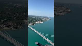 Detroit River \u0026 Ambassador Bridge flyby