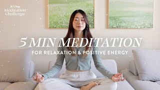 5 Minute Meditation for Relaxation & Positive Energy | 30 Day Meditation Challenge