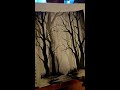 how to paint timelapse of a woodland and forest tree painting black and white acrylic paint