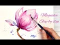 Magnolia - Simple Watercolor Painting -Tutorial Step by Step