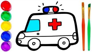 drawing a picture of an ambulance  ~ 为儿童画救护车的图画 ~ बच्चों के लिए एम्बुलेंस की तस्वीर खींचना