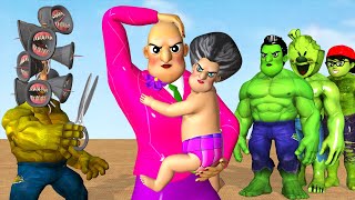 Siren Head Troll Cut Miss T's Hair Version Mods Hulk - Scary Teacher 3D with Green Ice Scream Man