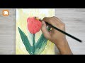 how to paint a masterpiece red tulip without drawing acrylic painting at home