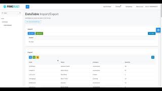 PrimeReact Datatable Import/Export Demo